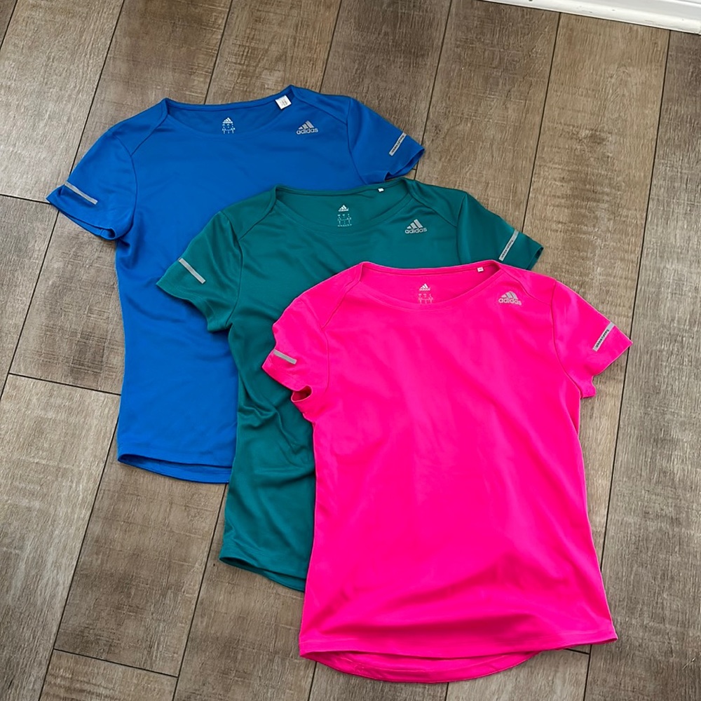 Lot of 3 Women’s Adidas Running Climalite Moisture Wicking Shirts Size Small